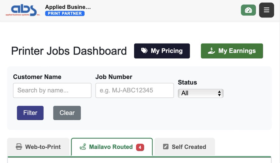 Job status tracking
